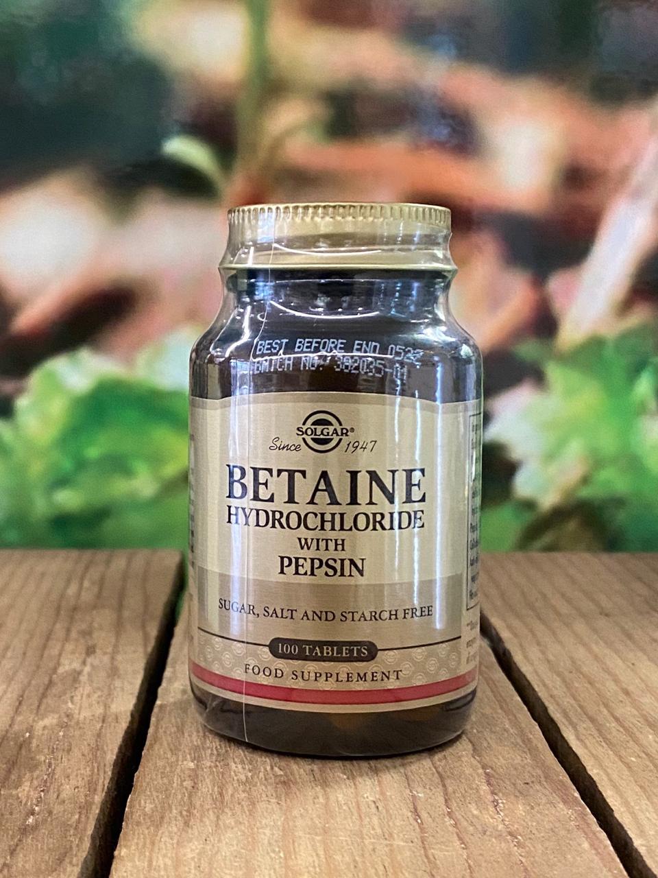 Solgar Betaine Hydrochloride with Pepsin 100 tablets