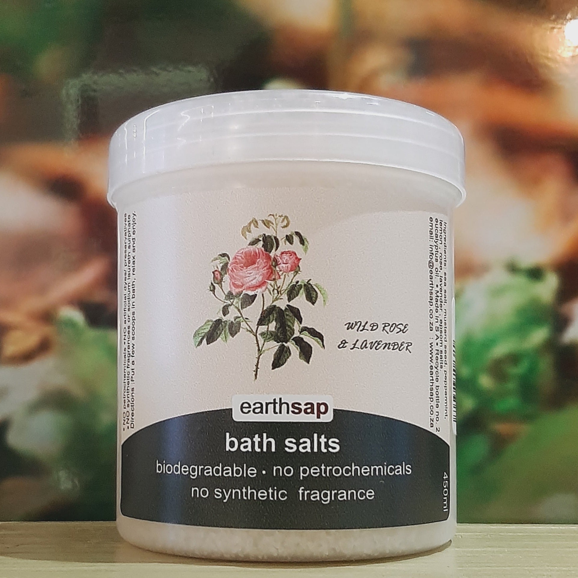 EarthSap Bath Salt 450ml  (Wild Rose and Lavender)