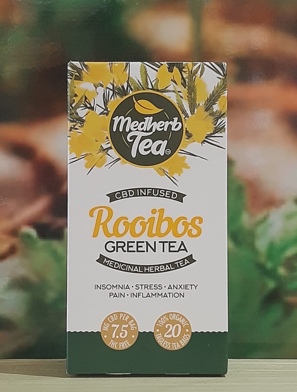 Medherb Rooibos and Green tea CBD infused tea 20 bags Emagenes Health
